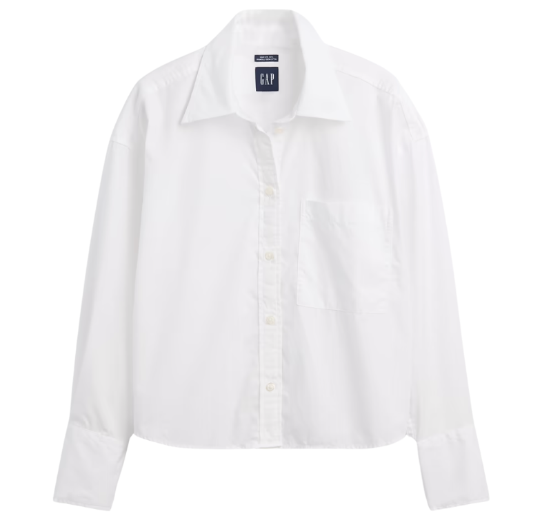 organic cotton poplilne oversized crop shirt